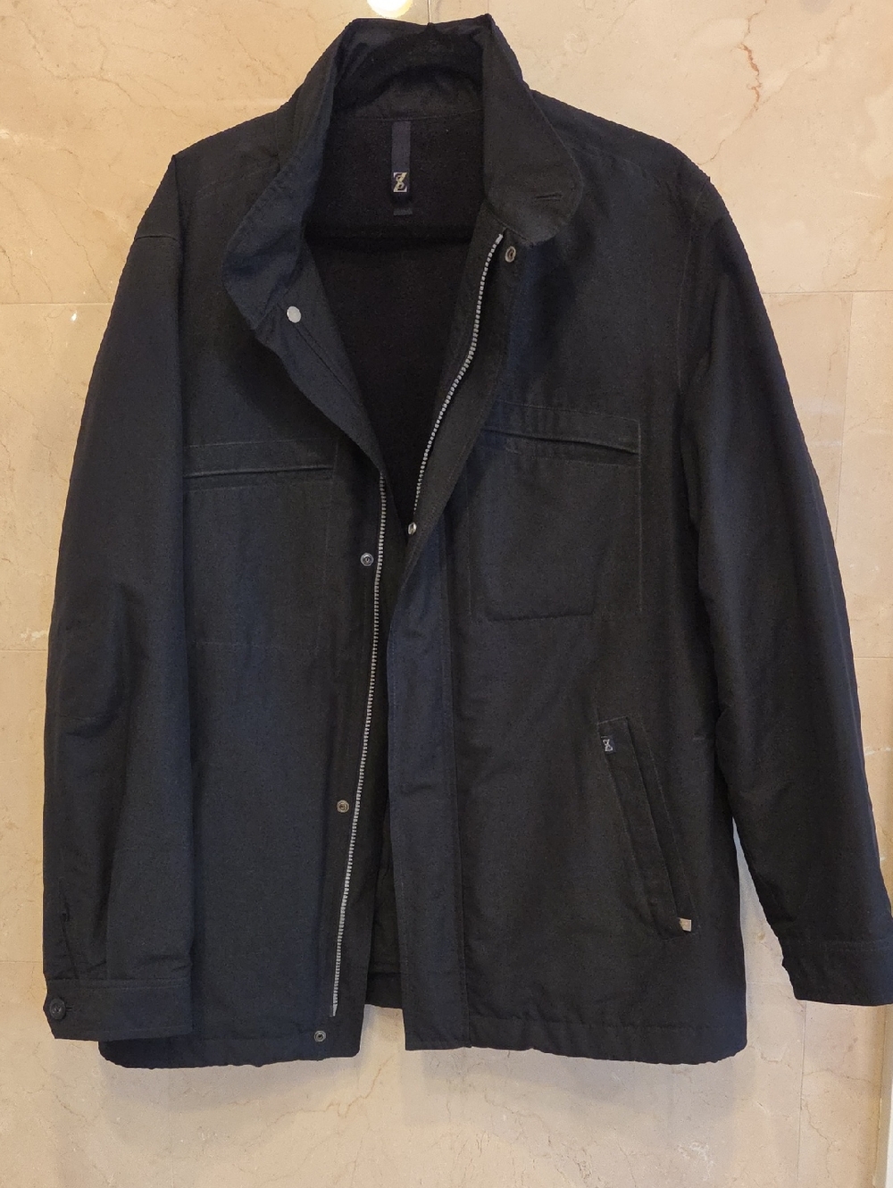 Men's Zegna Sport BLACK JACKET COAT WITH HOOD SZ Large $1200